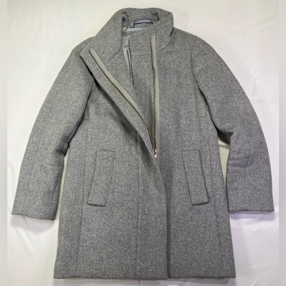 J. Crew Women's City Coat Jacket Classic Heather Gray - 0 Petite EUC - Picture 4 of 10